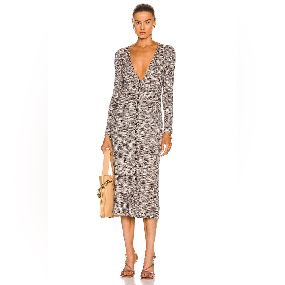 NWT L'Agence Long Maci‎ Duster Cardigan Dress Grey Black Size XS